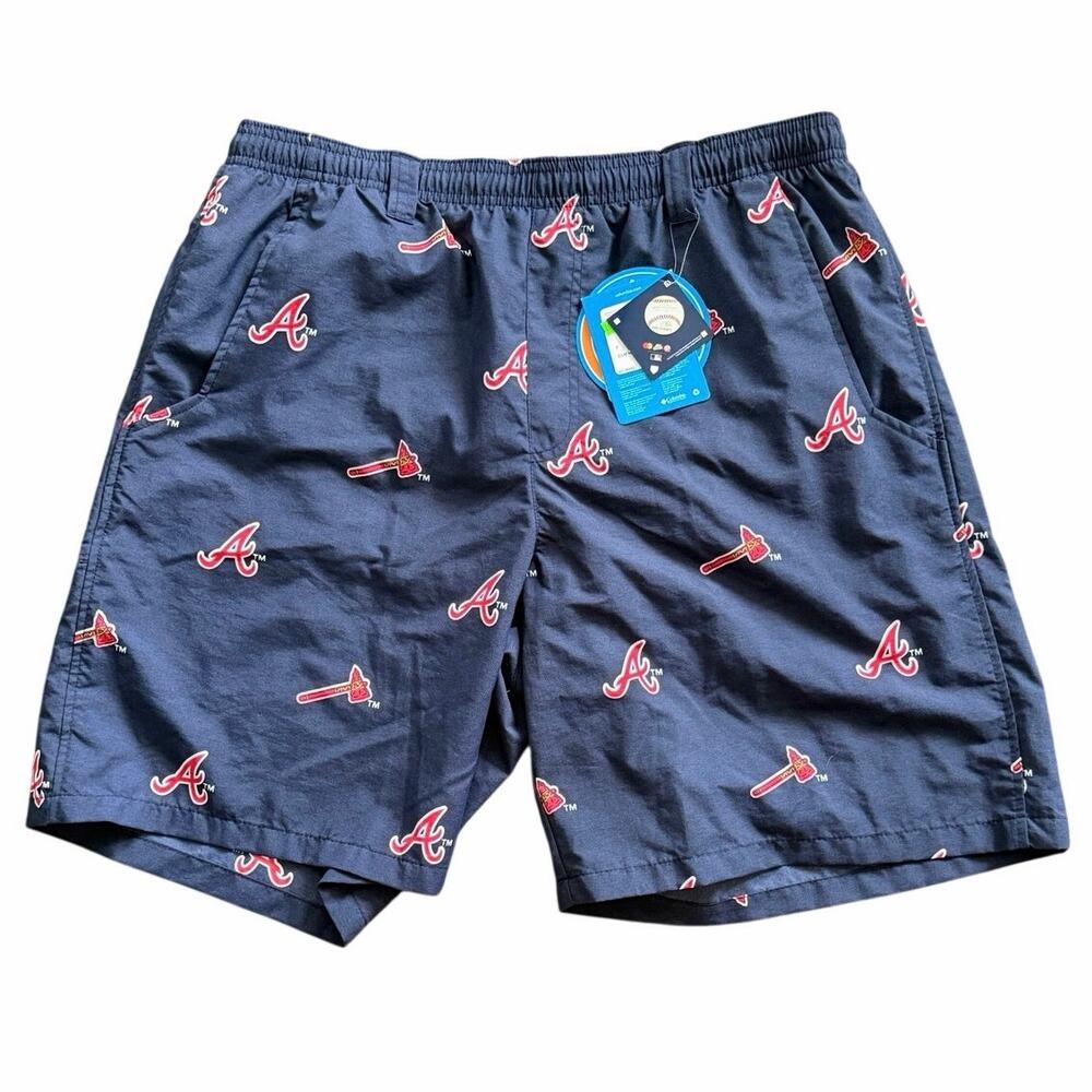 Columbia PFG Atlanta Braves Swim Shorts Men’s Medium 8L” NWT UPF 50